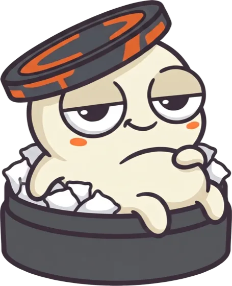 Nicky, smug, sitting in a full tin of pouches